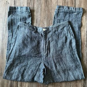 Vintage Chico’s Design Linen Dark Chambray Straight Leg Pants Chicos